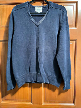 Vintage Mid 1980’s La Mode Men's Blue Cotton V-Neck Size Large